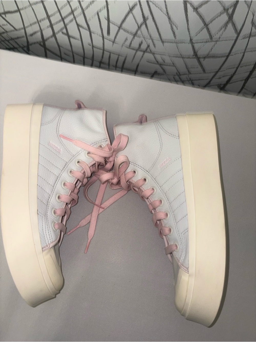 adidas Nizza Bonega Mid Platform Sneakers Pink/White Size 8 - Picture 7 of 10